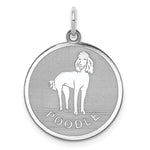 Sterling Silver Rhodium-plated Poodle Dog Engravable Disc Charm