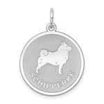 Sterling Silver Rhodium-plated Schipperke Dog Engravable Disc Charm
