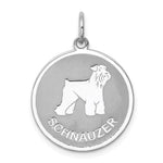 Sterling Silver Rhodium-plated Schnauzer Dog Engravable Disc Charm