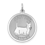 Sterling Silver Rhodium-plated Scottish Terrier Dog Engravable Disc Charm