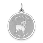 Sterling Silver Rhodium-plated Yorkshire Terrier Disc Charm