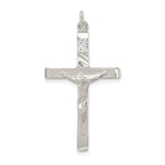 Sterling Silver Polished Diamond-cut Crucifix Pendant