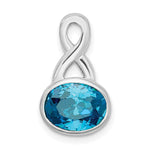 Sterling Silver Rhodium-plated Blue CZ Chain Slide