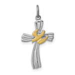 Sterling Silver Platinum-plated and Vermeil Dove Cross Charm