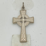 Sterling Silver Platinum-plated Polished Celtic Cross Pendant