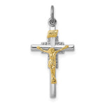 Sterling Silver Platinum-plated & Vermeil INRI Crucifix Charm