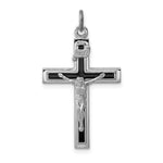 Sterling Silver Platinum-plated Enameled Crucifix Pendant