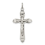 Sterling Silver Antiqued Satin Diamond-cut Crucifix Pendant