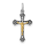 Sterling Silver Platinum-plated & Vermeil Crucifix Charm