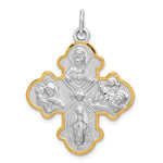 Sterling Silver Platinum-plated 4-way Medal