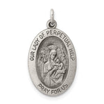 Sterling Silver Antiqued Our Lady of Perpetual Help Oval Medal