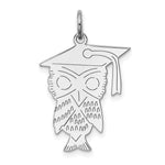Sterling Silver Rhodium-plated Polished Graduation Owl Charm