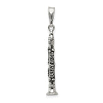 Sterling Silver Antiqued 3-D Clarinet Charm