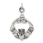 Sterling Silver Antiqued Claddagh with Trinity Knot Pendant