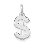Sterling Silver Rhodium-plated Polished Dollar Sign Charm
