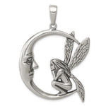 Sterling Silver Antiqued Moon/Fairy Pendant
