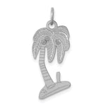 Sterling Silver Rhodium-plated Polished and Textured Palm Tree Charm