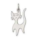 Sterling Silver Rhodium-plated Cat Charm