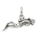 Sterling Silver Antiqued Polished 3-D Scuba Diver Charm