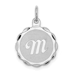 Sterling Silver/Rhodium-plated Brocaded Letter M Initial Pendant