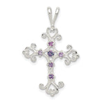 Sterling Silver Purple CZ Cross Charm