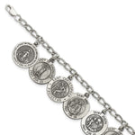 Sterling Silver Antiqued 12 Saints Bracelet