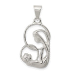 Sterling Silver Blessed Mary & Child Jesus Antique Finish Charm