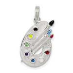 Sterling Silver Rhodium-plated Multi-color Enameled Artists Palette Charm