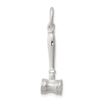 Sterling Silver Satin Diamond-cut 3-D Gavel Charm