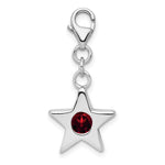 Sterling Silver Rhodium-plated January CZ Birthstone Star Charm