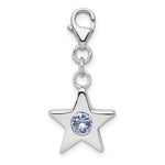 Sterling Silver Rhodium-plated June CZ Birthstone Star Charm