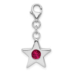 Sterling Silver Rhodium-plated July CZ Birthstone Star Charm