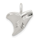 Sterling Silver Satin Diamond-cut Shark Tooth Pendant
