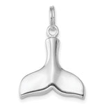 Sterling Silver Rhodium-plated Polished Whale Tail Charm