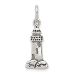 Sterling Silver Antiqued Polished Lighthouse Charm