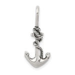 Sterling Silver Antiqued Polished Anchor with Rope Charm