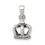Sterling Silver Antiqued 3-D Crown Pendant