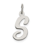 Sterling Silver Rhodium-plated Script Letter S Initial Charm