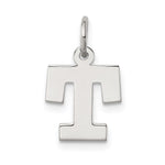 Sterling Silver Rhodium-plated Block Letter T Initial Charm