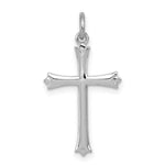 Sterling Silver Platinum-plated Polished Fleur De Lis Cross Charm
