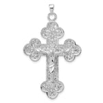 Sterling Silver Polished Filigree Large Budded Crucifix Pendant