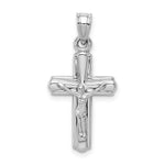 Sterling Silver Rhodium-plated Hollow Reversible Crucifix/Polished Cross Pendant