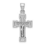 Sterling Silver Rhodium-plated Hollow Reversible Latin Crucifix/Textured Cross Pendant