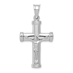 Sterling Silver Rhodium-plated Hollow Reversible Latin Crucifix/Diamond-cut Cross Pendant