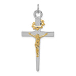 Sterling Silver Platinum-plated and 18k Gold-plated Crown of Thorns Crucifix Pendant