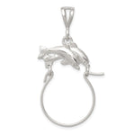Sterling Silver Polished Two Dolphins Charm Holder