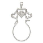 Sterling Silver Polished Hearts with Flower Charm Holder