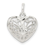 Sterling Silver Filigree Puffed Heart Charm