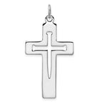 Sterling Silver Platinum-plated Polished Cut-out Nails Latin Cross Pendant