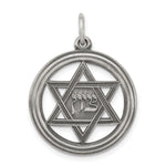 Sterling Silver Antiqued Star of David Disc Charm